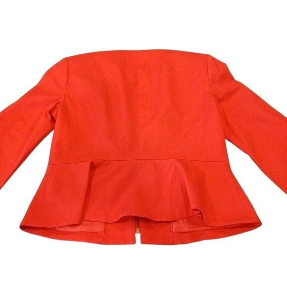 Calvin Klein Womens 4 Red Orange Full Zip Pockets Back Peplum Jacket Bust: 34" - Picture 2 of 9